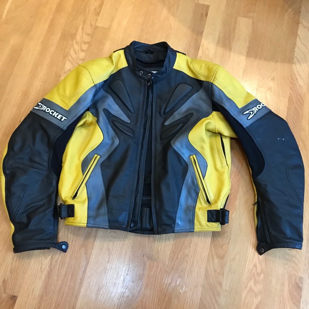 Joe Rocket Yellow Leather Motorcycle Jacket